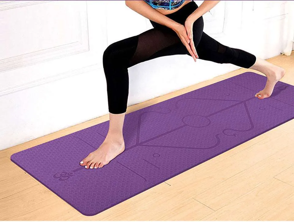 1830*610*6mm TPE Yoga Mat with Position Line Non Slip Carpet Mat For Beginner Environmental Fitness Gymnastics Mats with Carry Bag