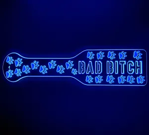 3D Printed Spanking Paddle BAD BITCH Orange Blue and Glow in the Dark