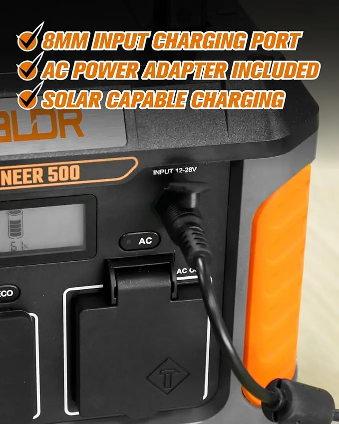 BALDR Portable Power Station 500W, 288Wh Solar Generator