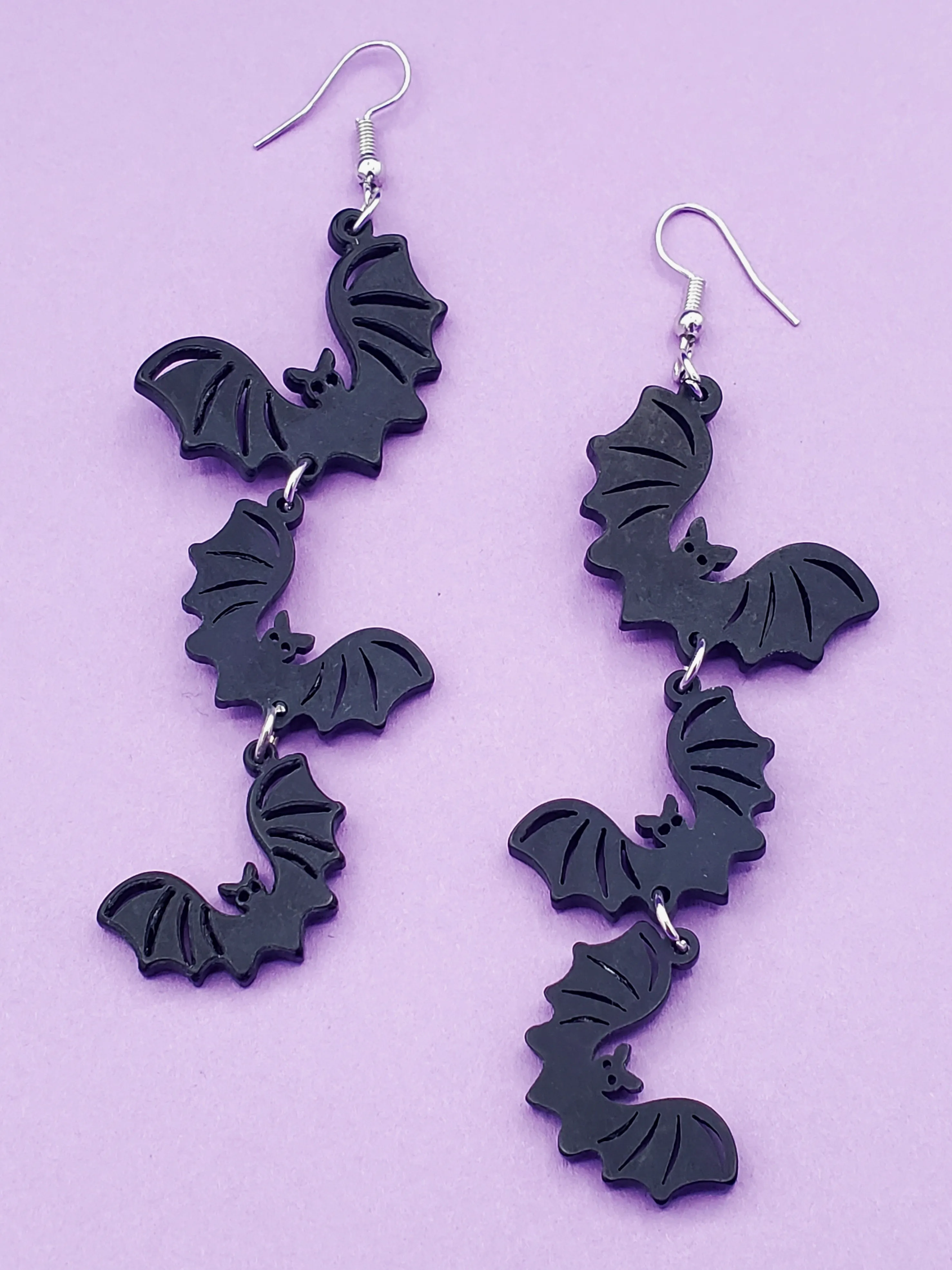 Bat Trio Dangle Earrings