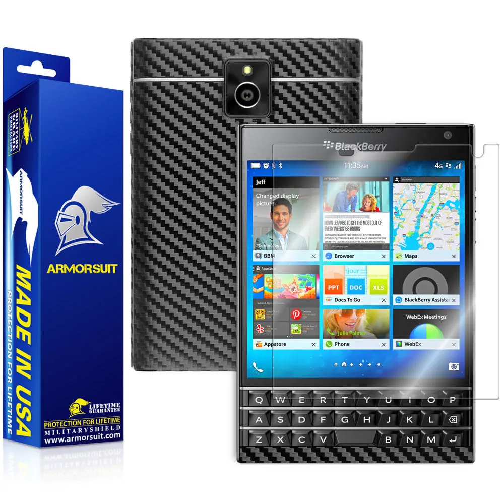 BlackBerry Passport Screen Protector   Black Carbon Fiber Skin