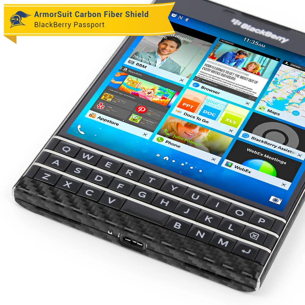 BlackBerry Passport Screen Protector   Black Carbon Fiber Skin