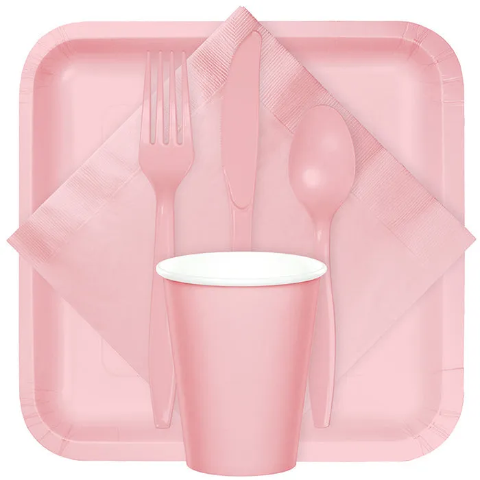 Bulk Pack of 100 Classic Pink Plastic Knives