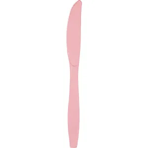 Bulk Pack of 100 Classic Pink Plastic Knives