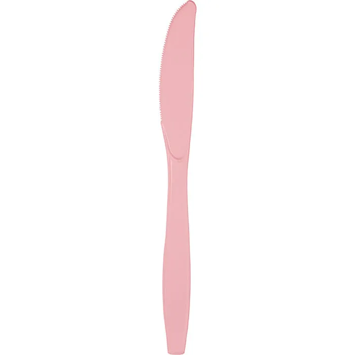 Bulk Pack of 100 Classic Pink Plastic Knives