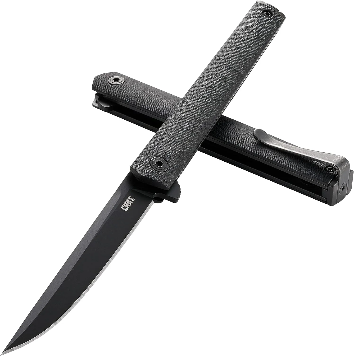 CRKT, CEO Blackout EDC Folding Pocket Knife: Gentleman's Knife, Everyday Carry, Liner Lock, Glass Reinforced Nylon Handle, Deep Carry Pocket Clip 7097k