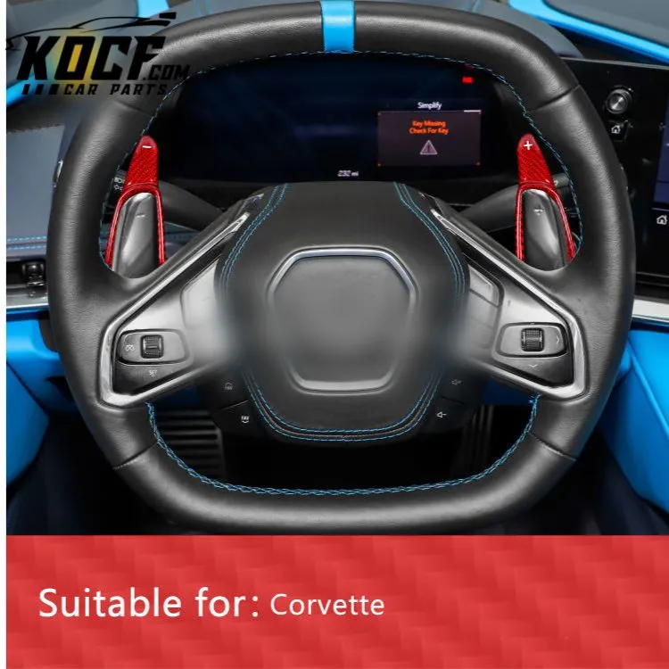 ES 100% Real Carbon Fiber Car Interior Accessories Steering Trim Wheel Paddle Shifter For Chevrolet Corvette C8 2020 2021