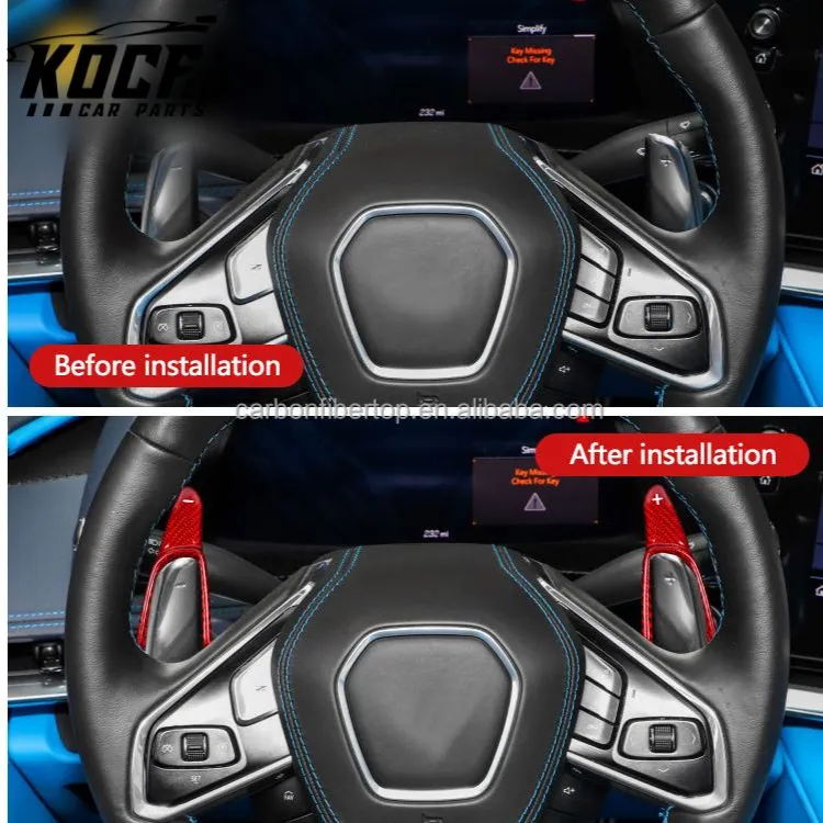 ES 100% Real Carbon Fiber Car Interior Accessories Steering Trim Wheel Paddle Shifter For Chevrolet Corvette C8 2020 2021