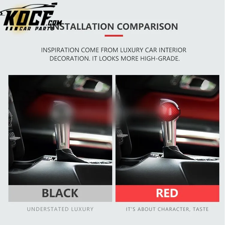 ES Carbon Fiber Accessories Cover Automatic Car Interior Accessories Gear Shift Knob For Mustang 2015 2016