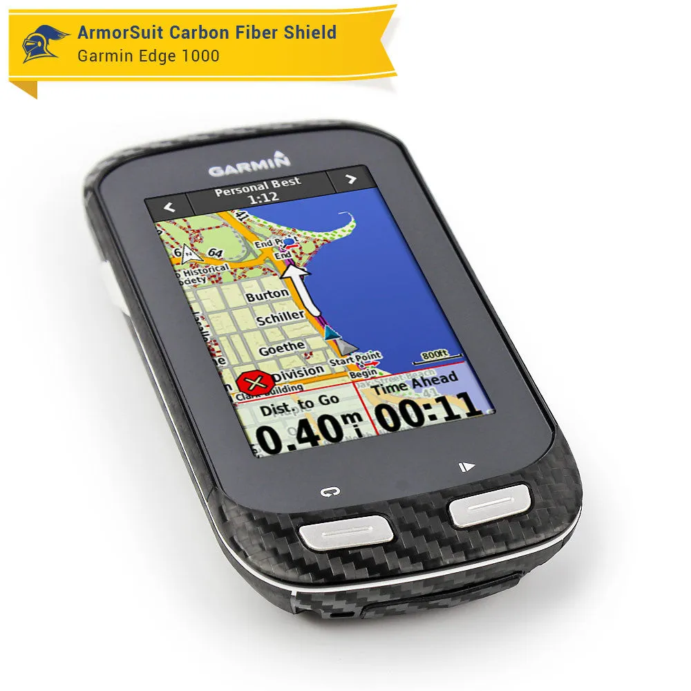 Garmin Edge 1000 Screen Protector   Black Carbon Fiber Skin