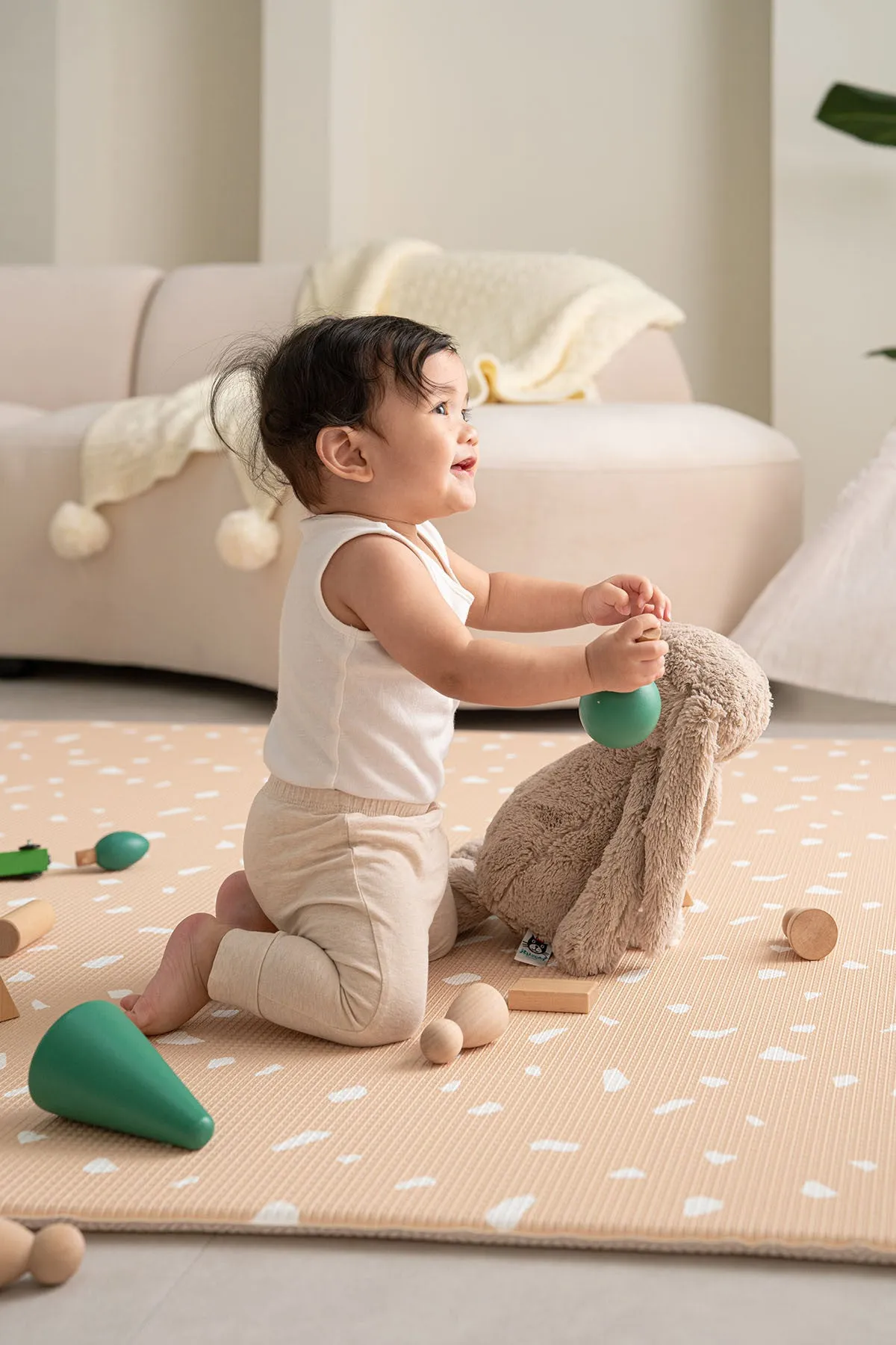 GingerBubs Ombak Play Mat Large - Tan Brown (2.0 m x 1.4 m)