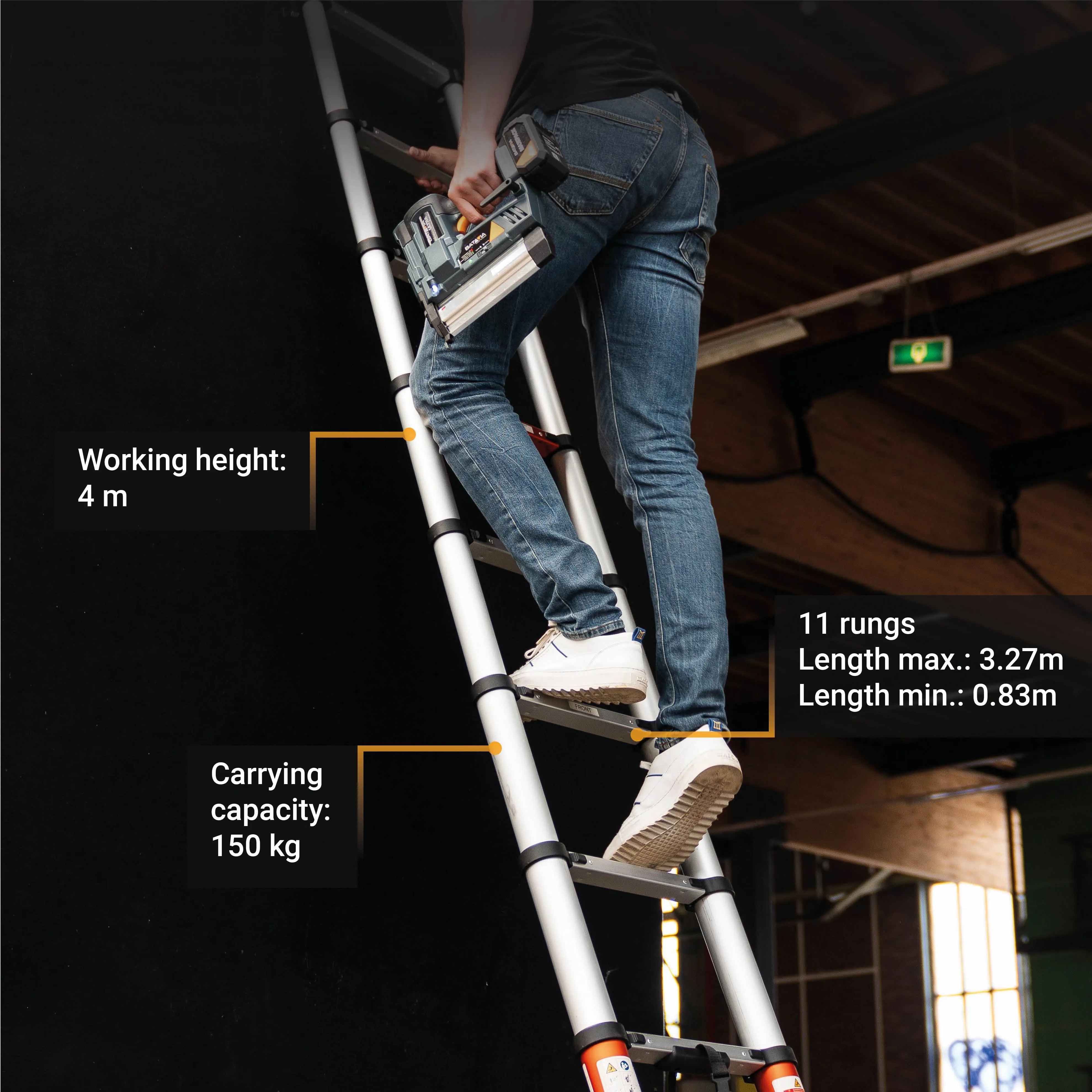 Giraffe® Air Telescopic Ladder 3.27m 10 steps