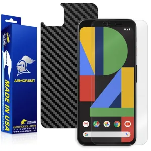 Google Pixel 4 Screen Protector   Black Carbon Fiber Skin