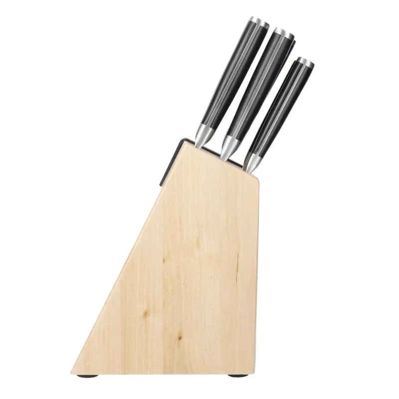 KitchenAid Gourmet 5-Piece Japanese Steel Knife Set with Sharpener and Birchwood Block