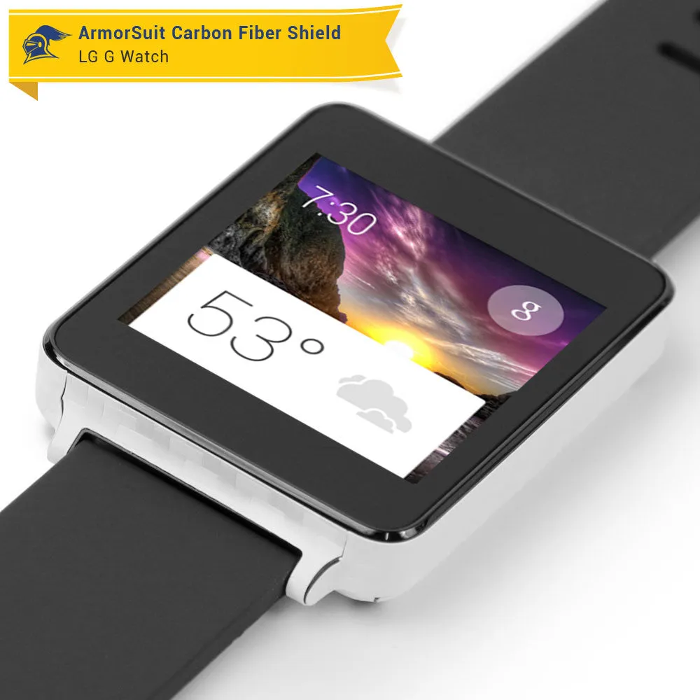 LG G Watch Screen Protector   White Carbon Fiber Film Protector