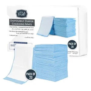 Little Story Disposable Diaper Changing Mats - Pack of 20pcs (Blue)