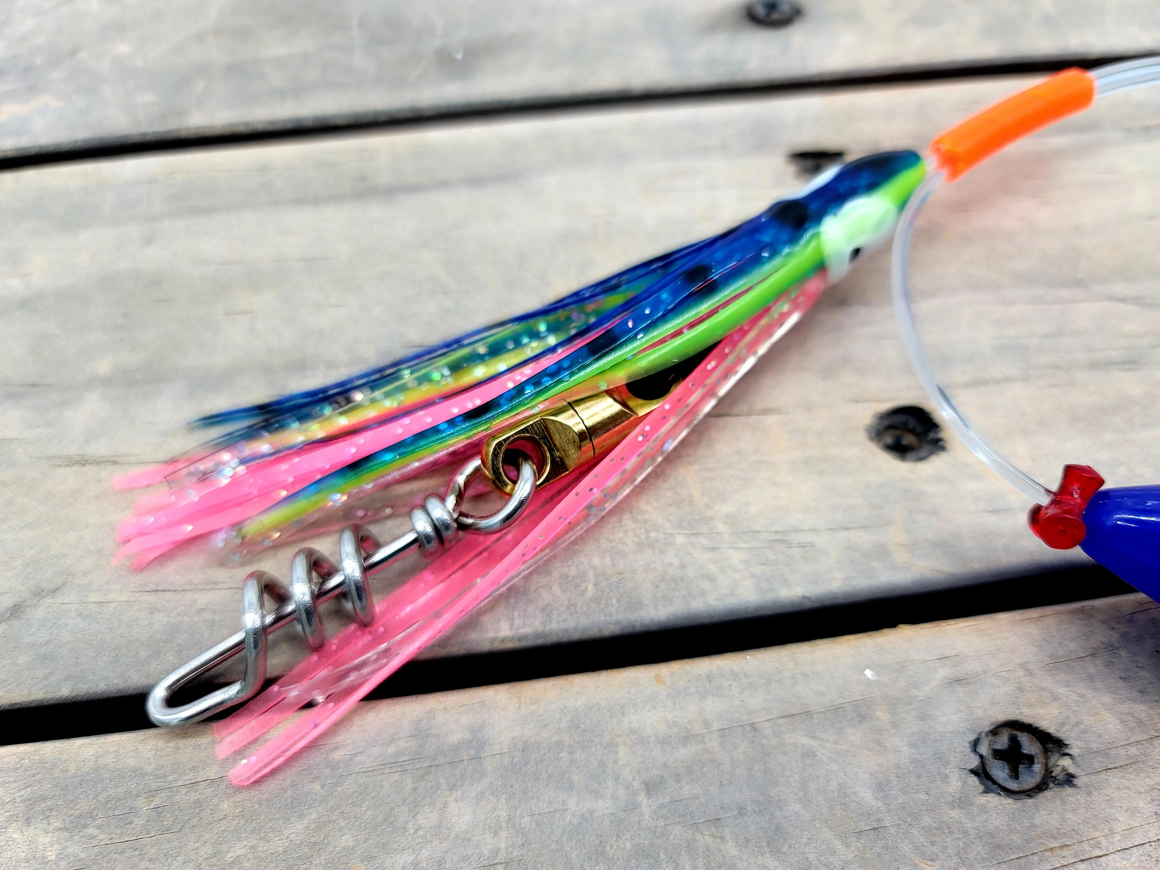 Lobo Lures Super Glow Add-a-Bird Daisy Chain Rig With Corkscrew Quick Change Swivel