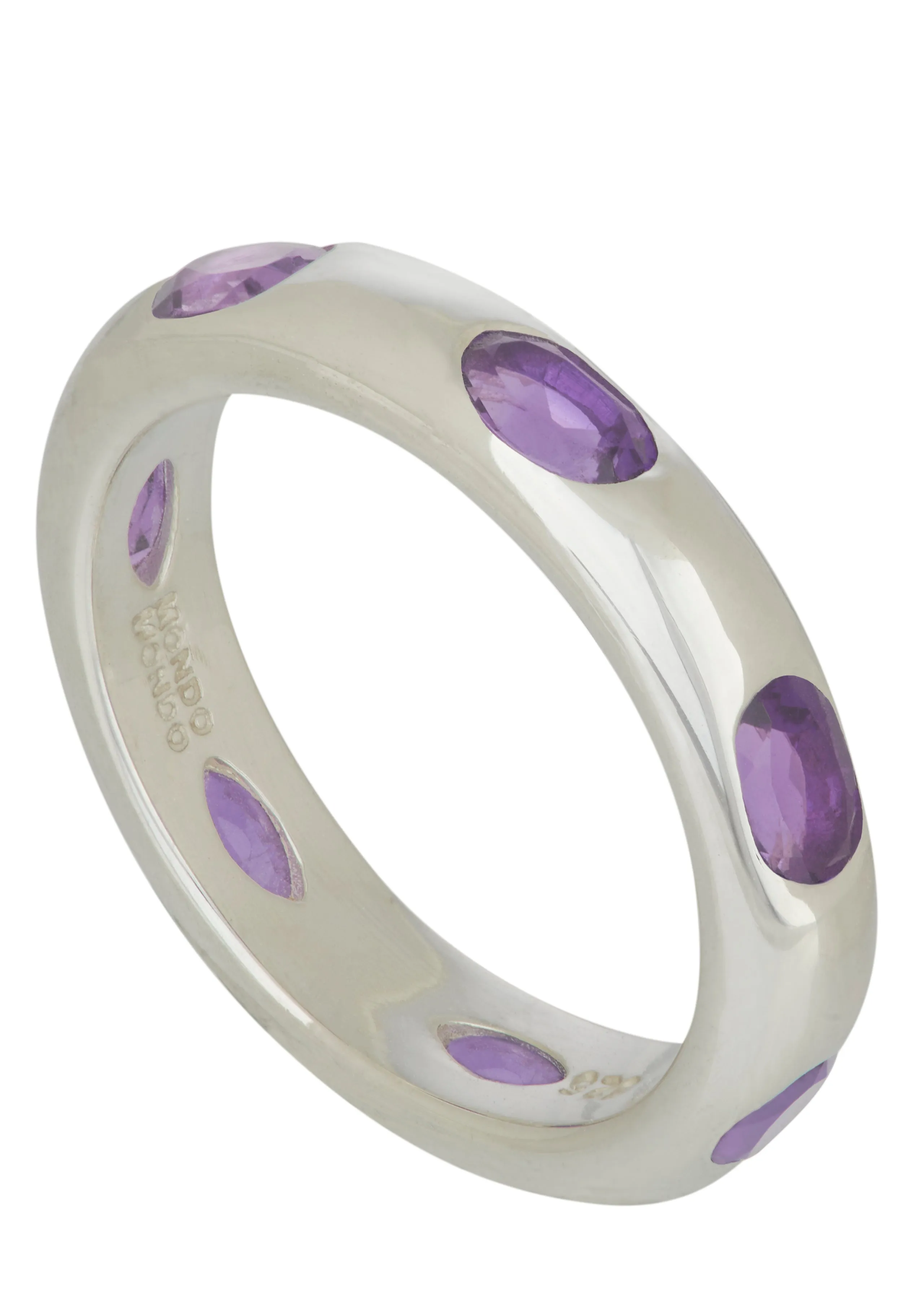 Orbital Ring in Sterling Silver - Faceted Light Amethyst