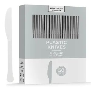 Silver Heavy Duty Plastic Knives | 50ct