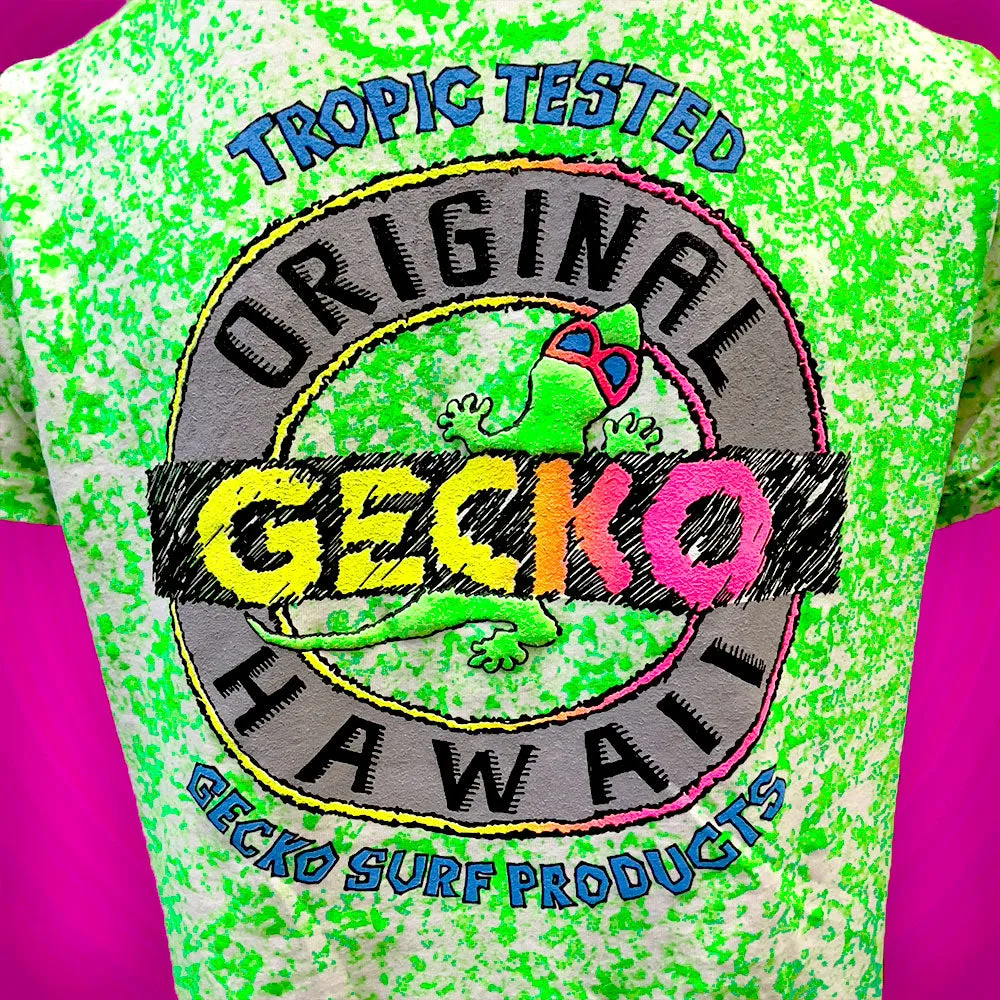 Tropic Tested - 1980's Sponge Paint Neon Green Glow Tee (Limited Edition)