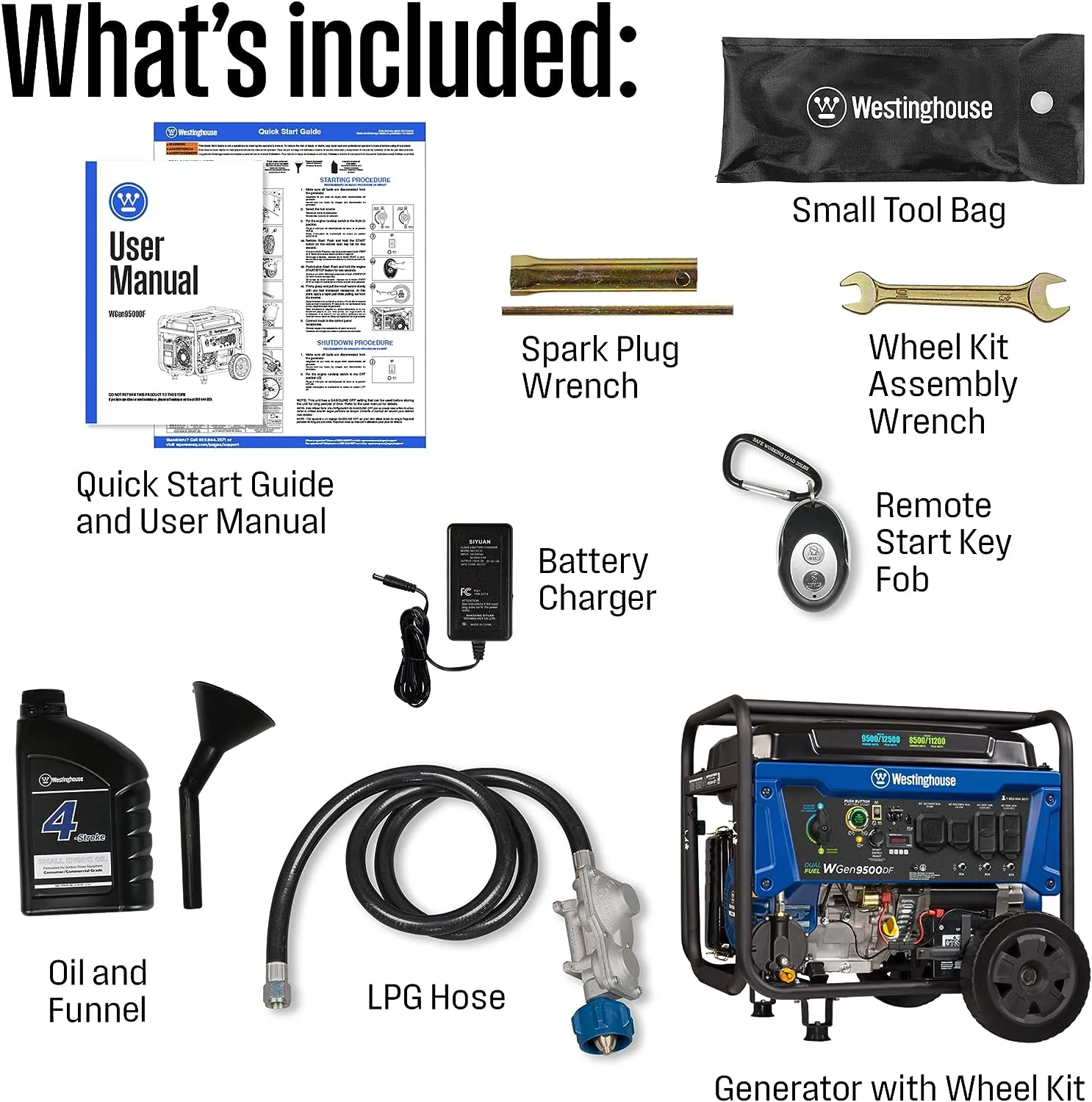 Westinghouse WGen9500DF Generator 9500W/12500W 50 Amp Remote Start Dual Fuel New